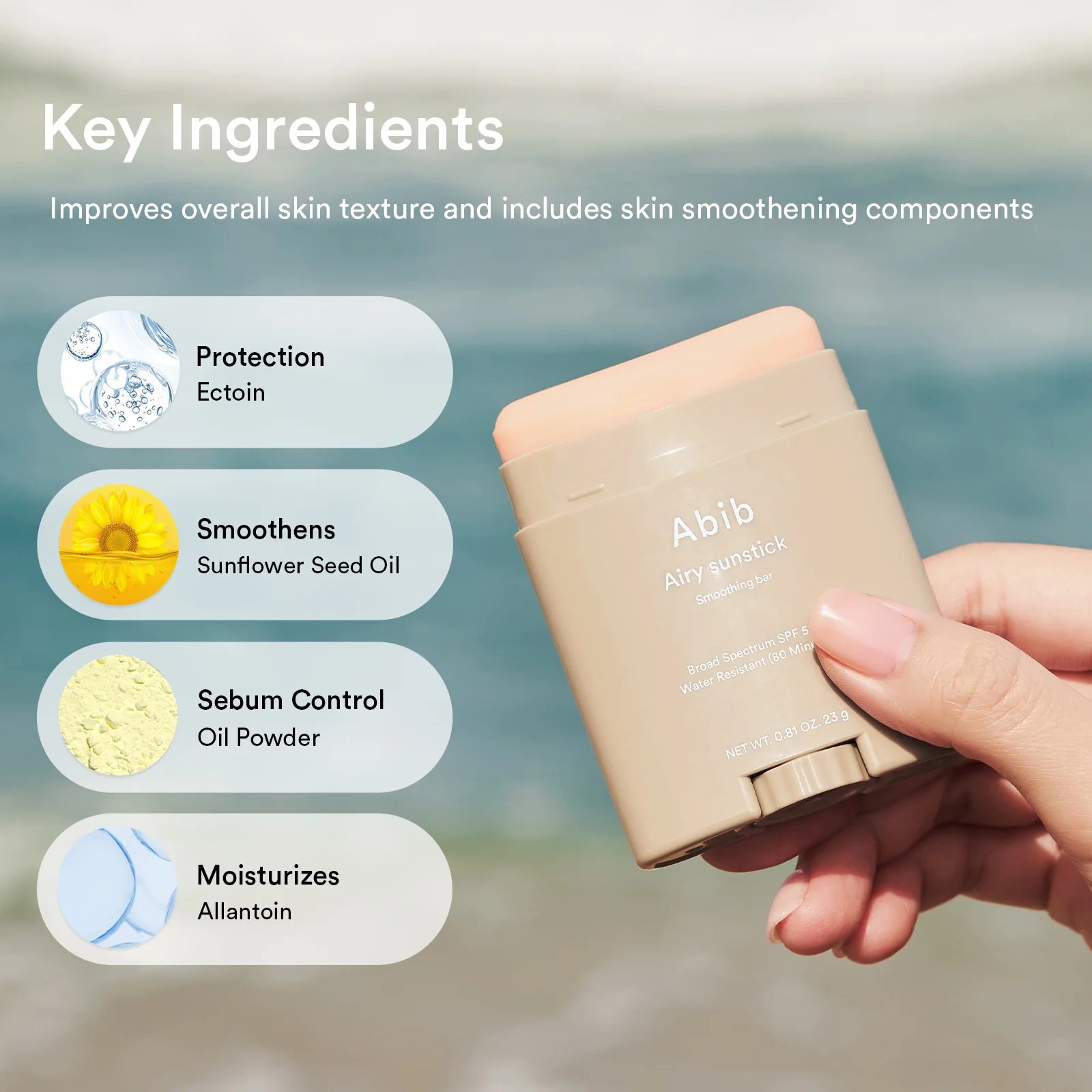 Abib Airy Sunstick Smoothing Bar SPF50+ PA++++ 23G