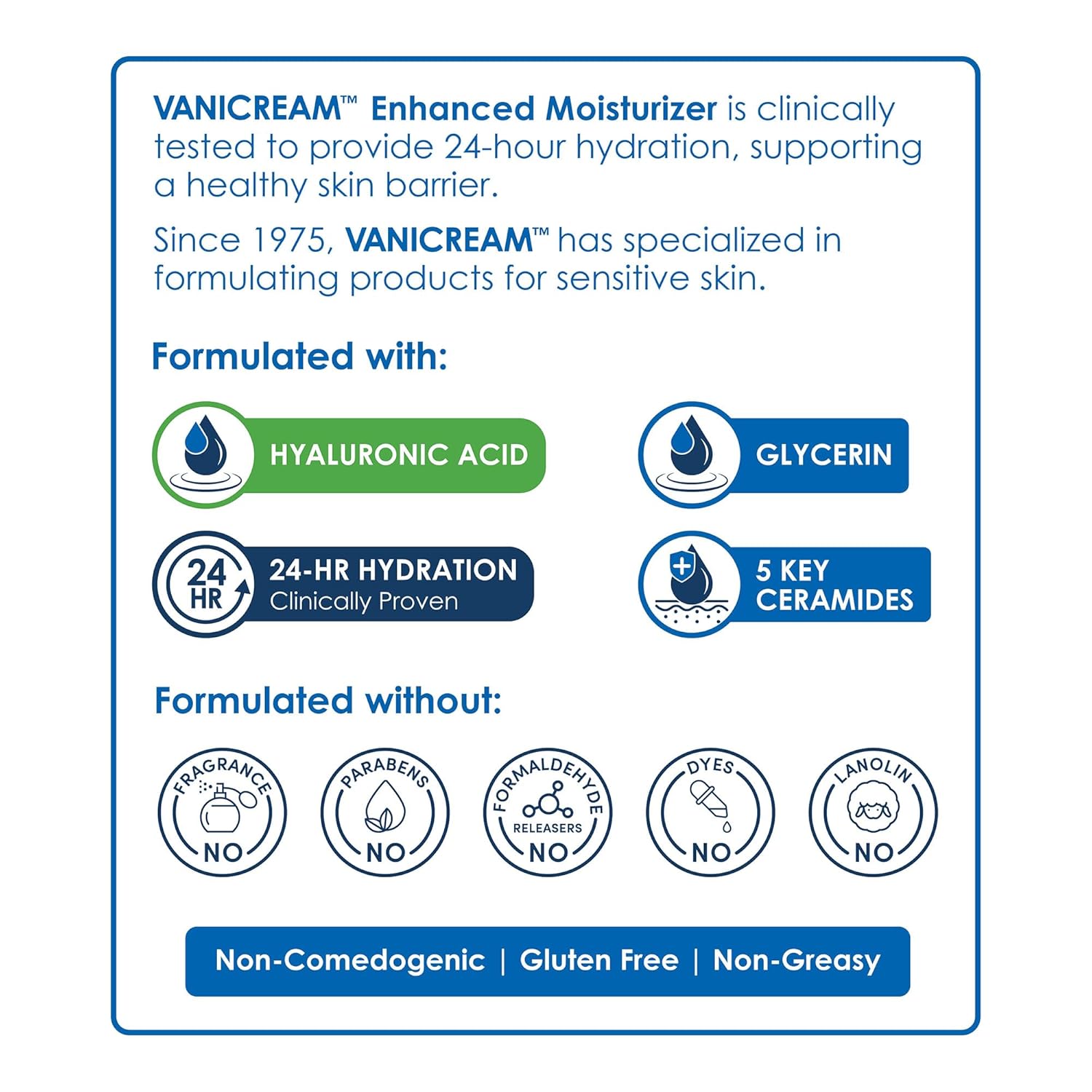 Vanicream Enhanced Moisturizer Hyaluronic Acid + 5 Key Ceramide