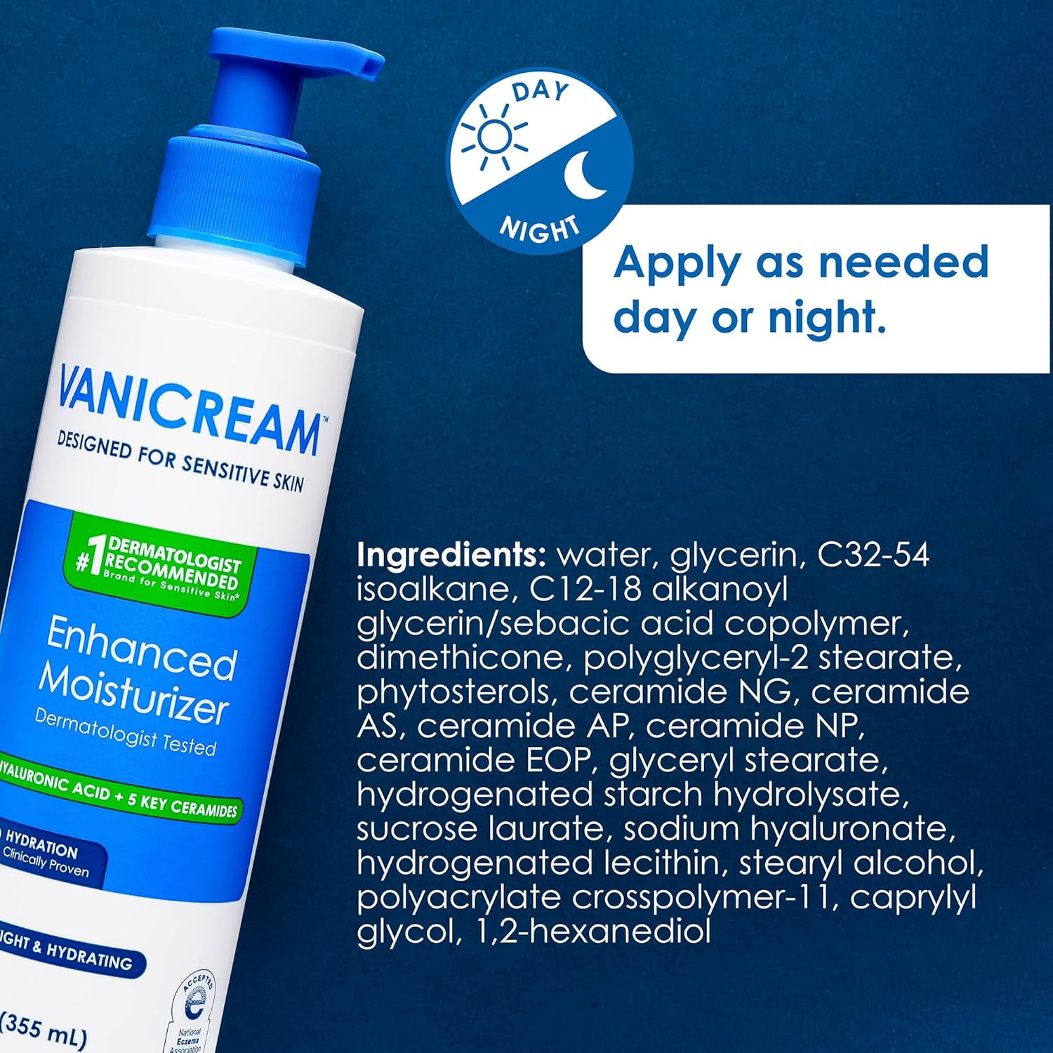 Vanicream Enhanced Moisturizer Hyaluronic Acid + 5 Key Ceramide