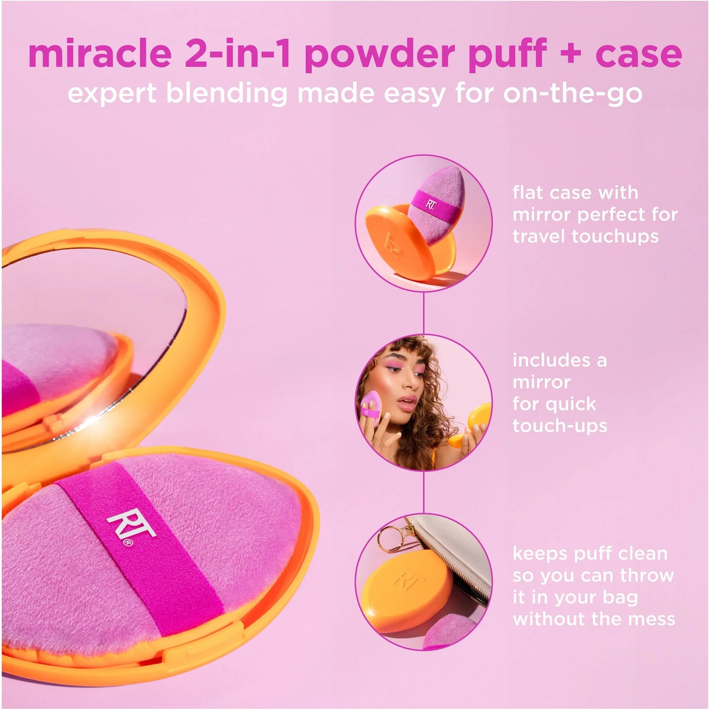 Real Techniques Miracle 2-in-1 Powder Puff + Travel Case