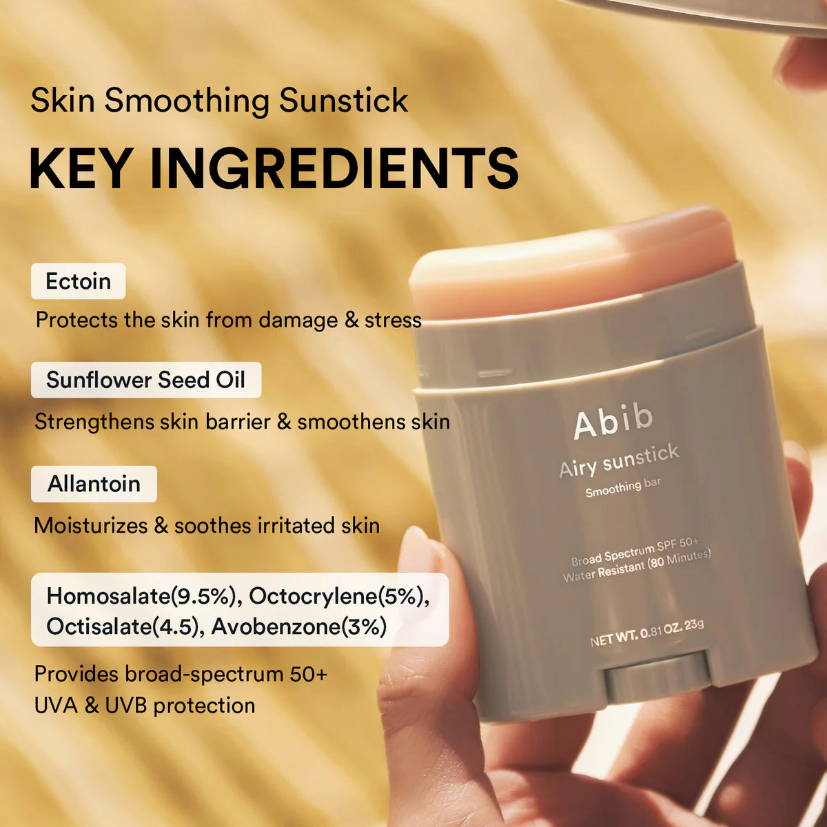Abib Airy Sunstick Smoothing Bar SPF50+ PA++++ 23G