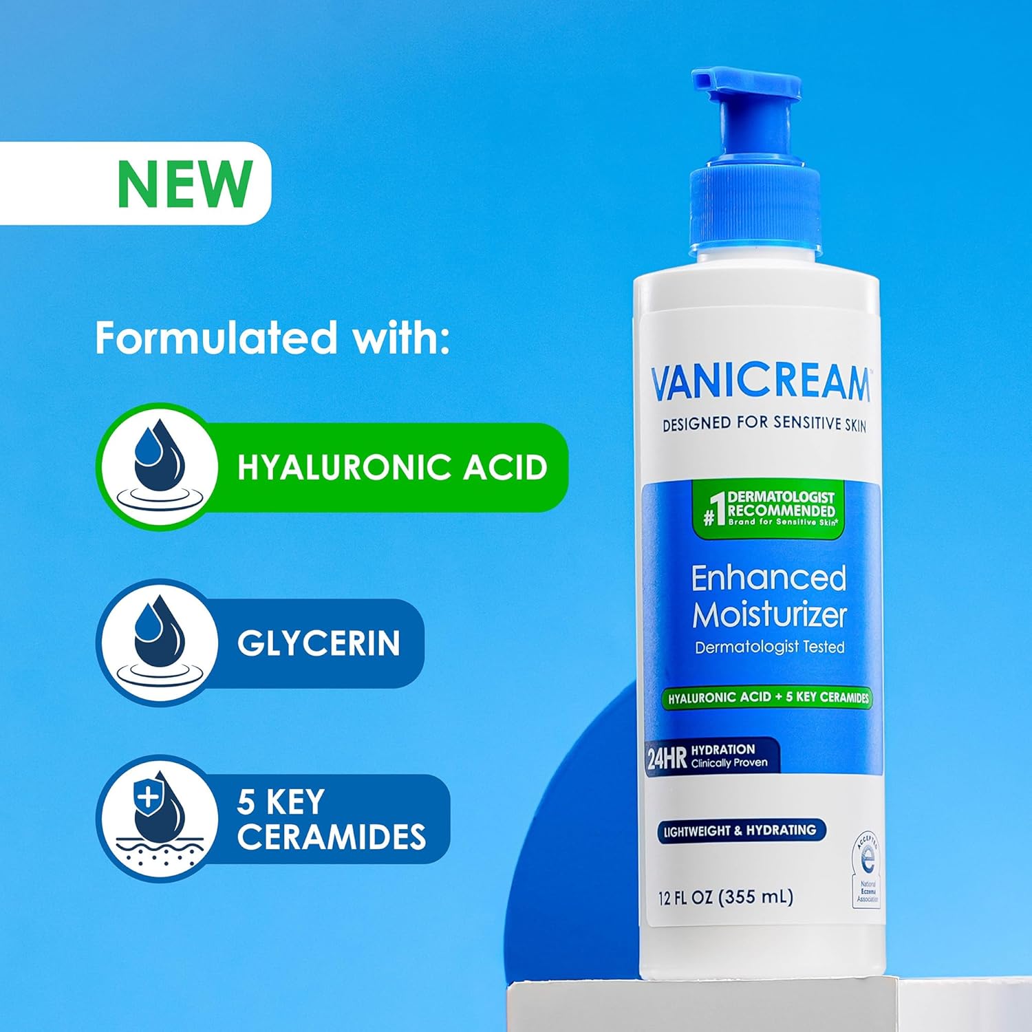 Vanicream Enhanced Moisturizer Hyaluronic Acid + 5 Key Ceramide