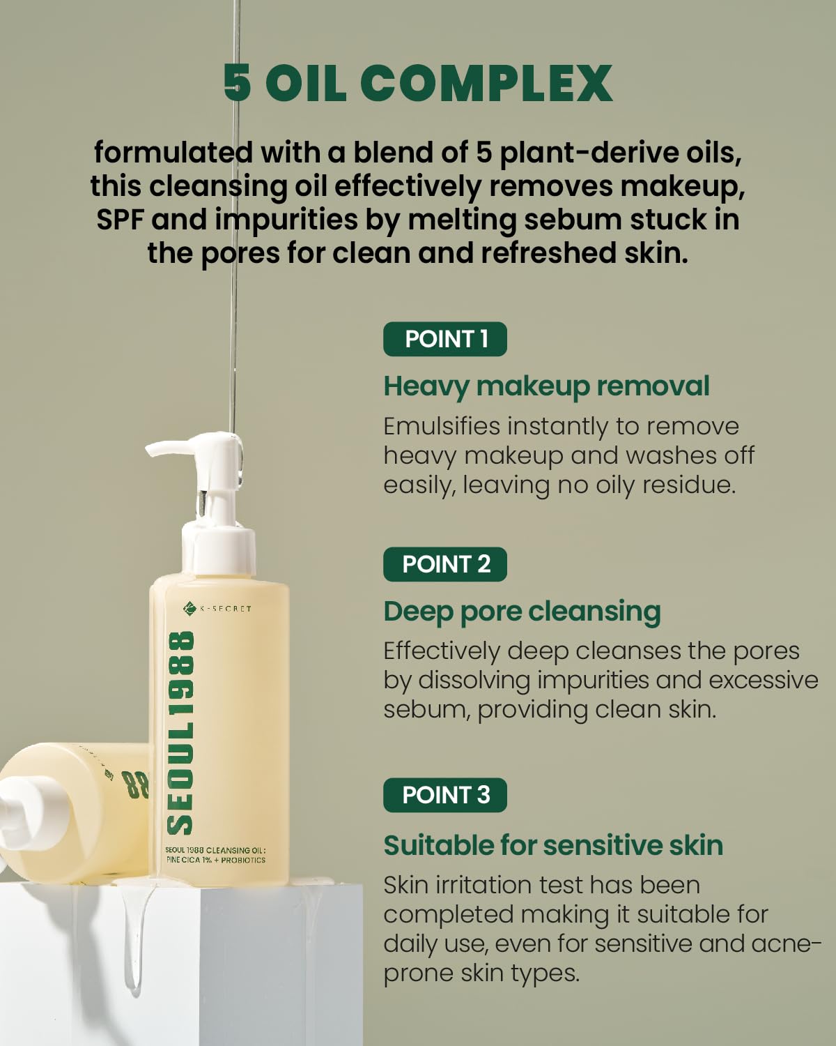 Ksecret SEOUL 1988 Cleansing Oil Pine Cica 1% + Probiotics