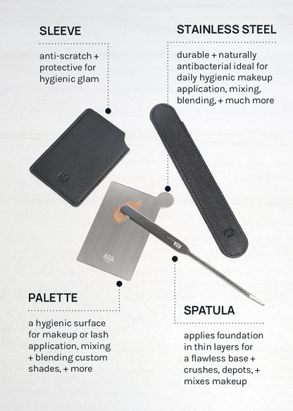 AOA Stainless Steel Mixing Palette and Spatula with Sleeve