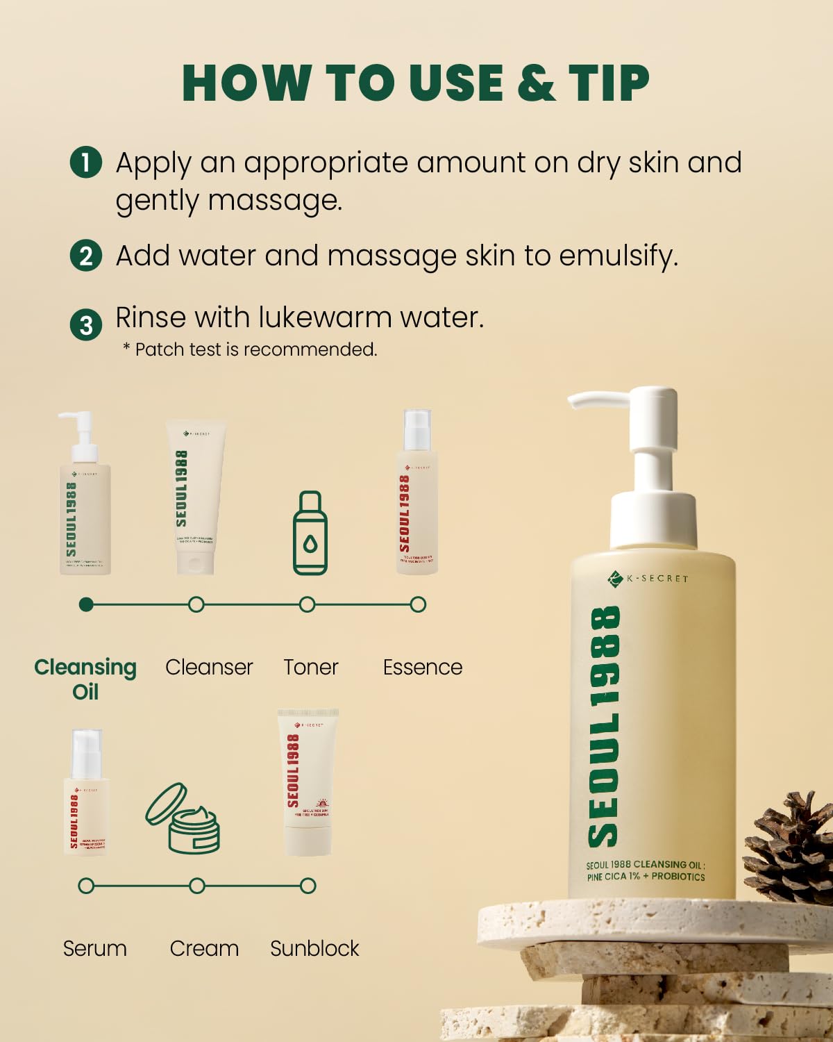 Ksecret SEOUL 1988 Cleansing Oil Pine Cica 1% + Probiotics