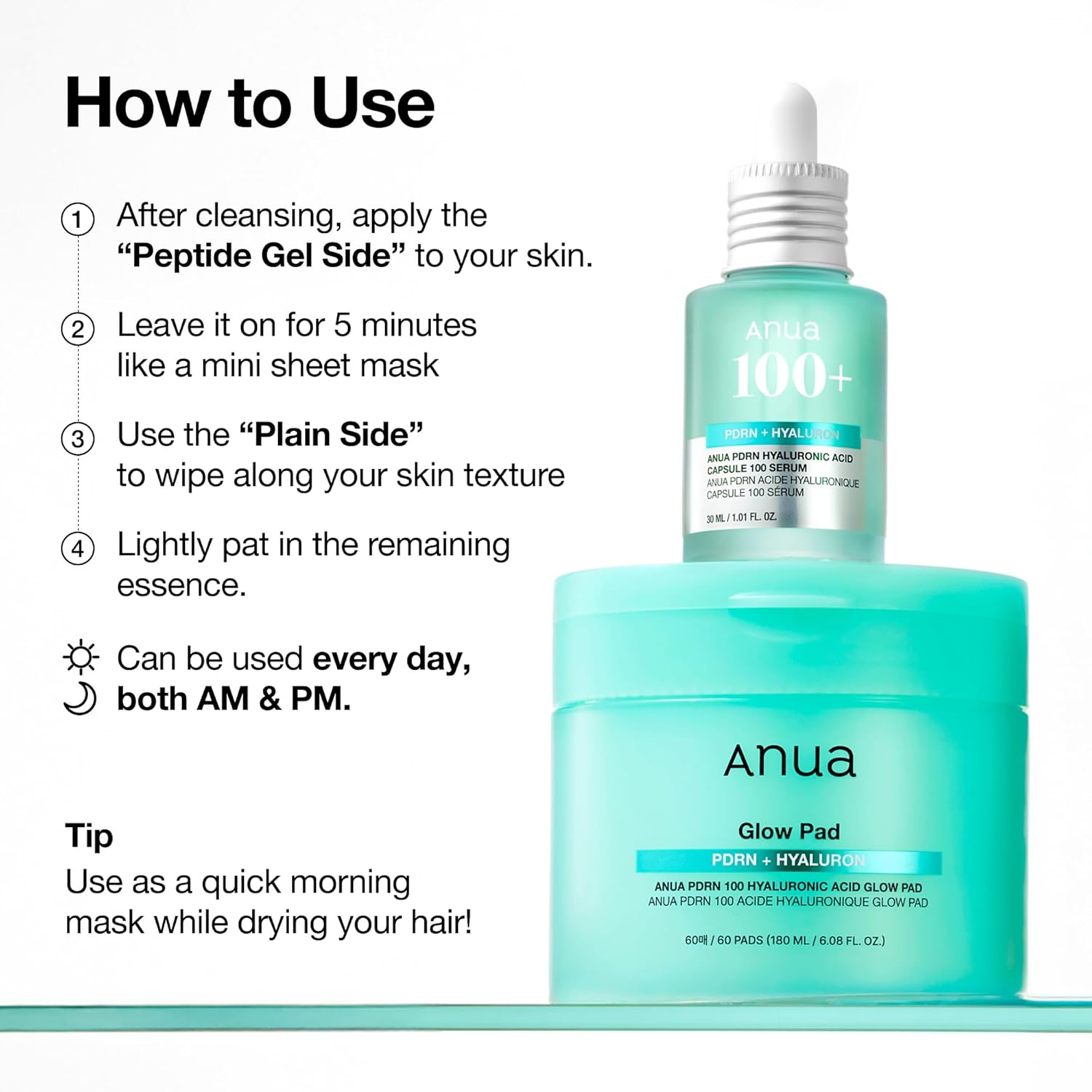 Anua PDRN 100 Hyaluronic Acid Glow 60 Pad
