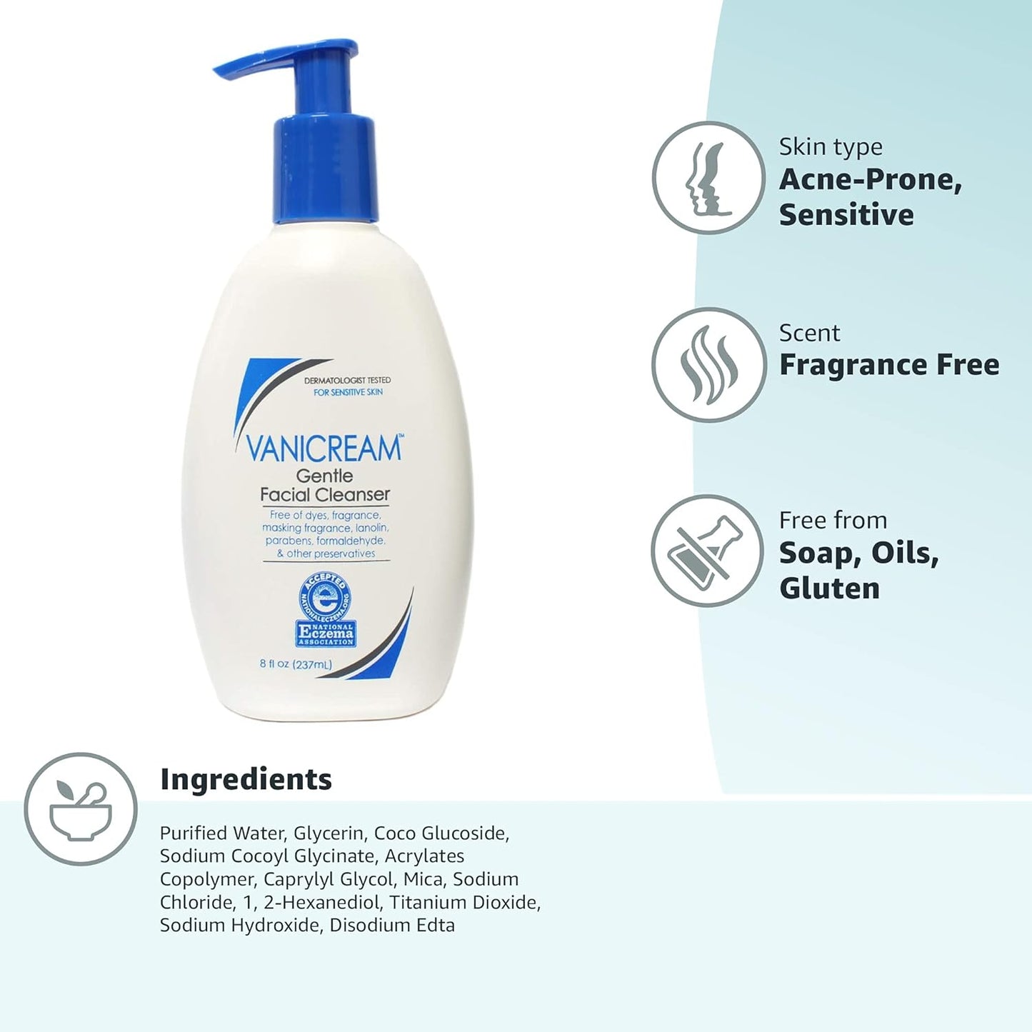 Vanicream Gentle Facial Cleanser with Pump Dispenser