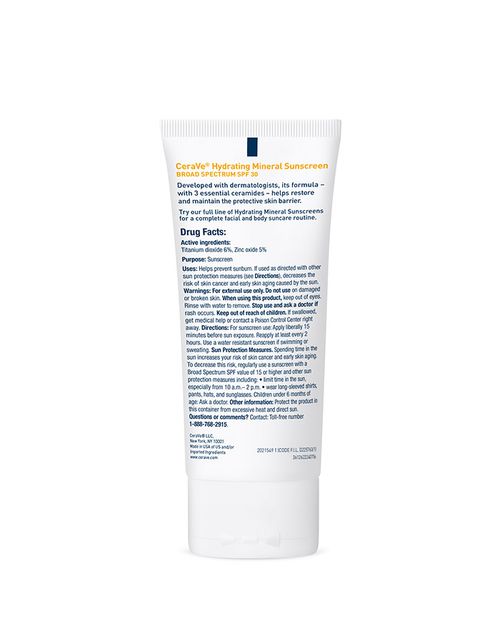 CeraVe 100% Mineral Face Sunscreen SPF 50